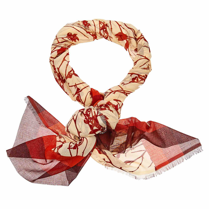 Floral Hijab in Red and Beige 