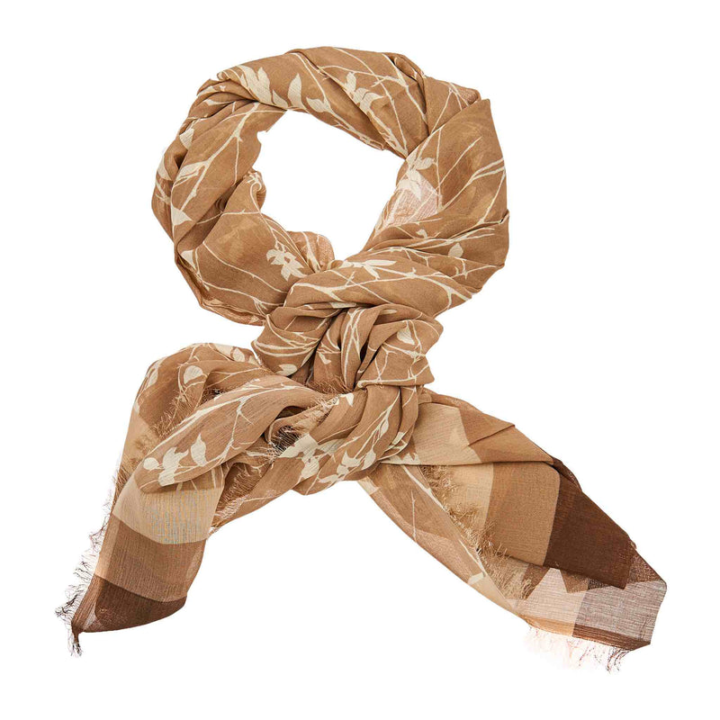 Floral Hijab in White and Tan 